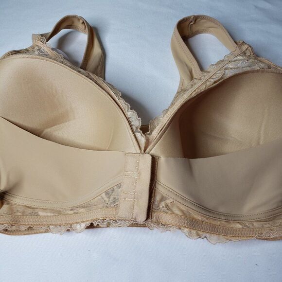 Womens LB Tan Lace Front Closure Padded Bra NWT 34DD - Picture 3 of 8